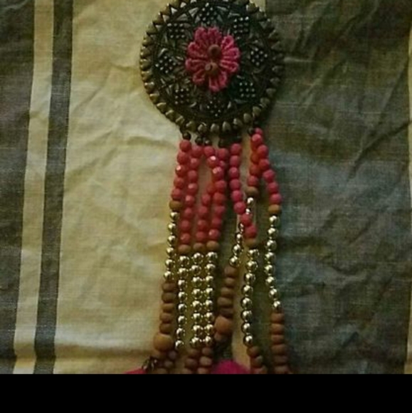 Earrings, boheime, nwot, fuschia - Picture 4 of 8